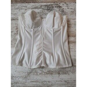 white Dominique Juliette Satin Corset Strapless Longline bra, # 8950 Size 34 D